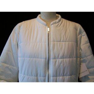 Liz Claiborne Womens White Puffer Jacket Zip Front & Pockets Size Medium